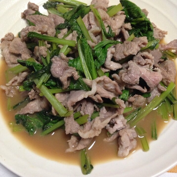 小松菜と豚肉のバタポン炒め